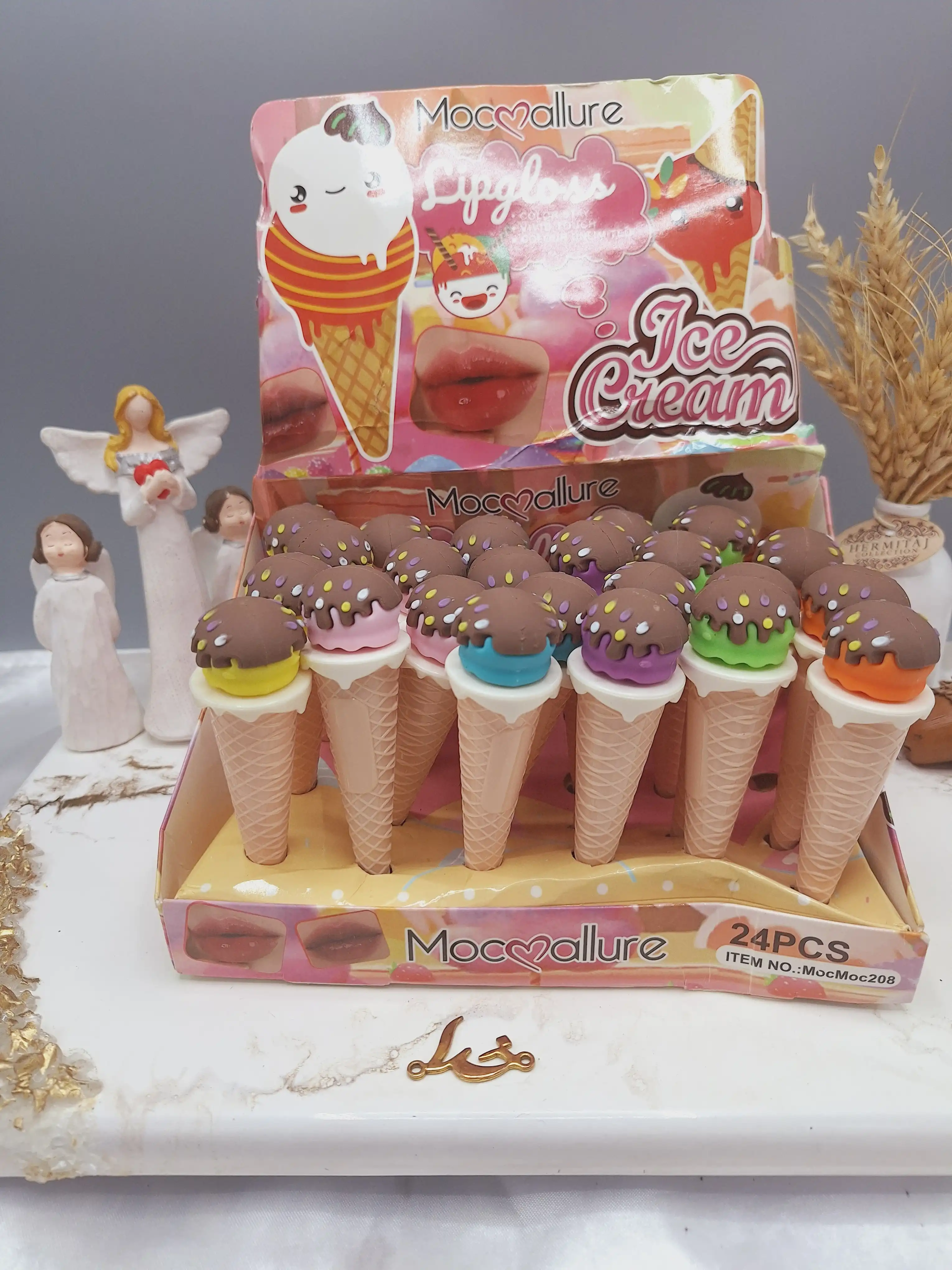 لیپ گلاس شاین دار طرح بستنی قیفی برند موکالر Mocallure کد moc208