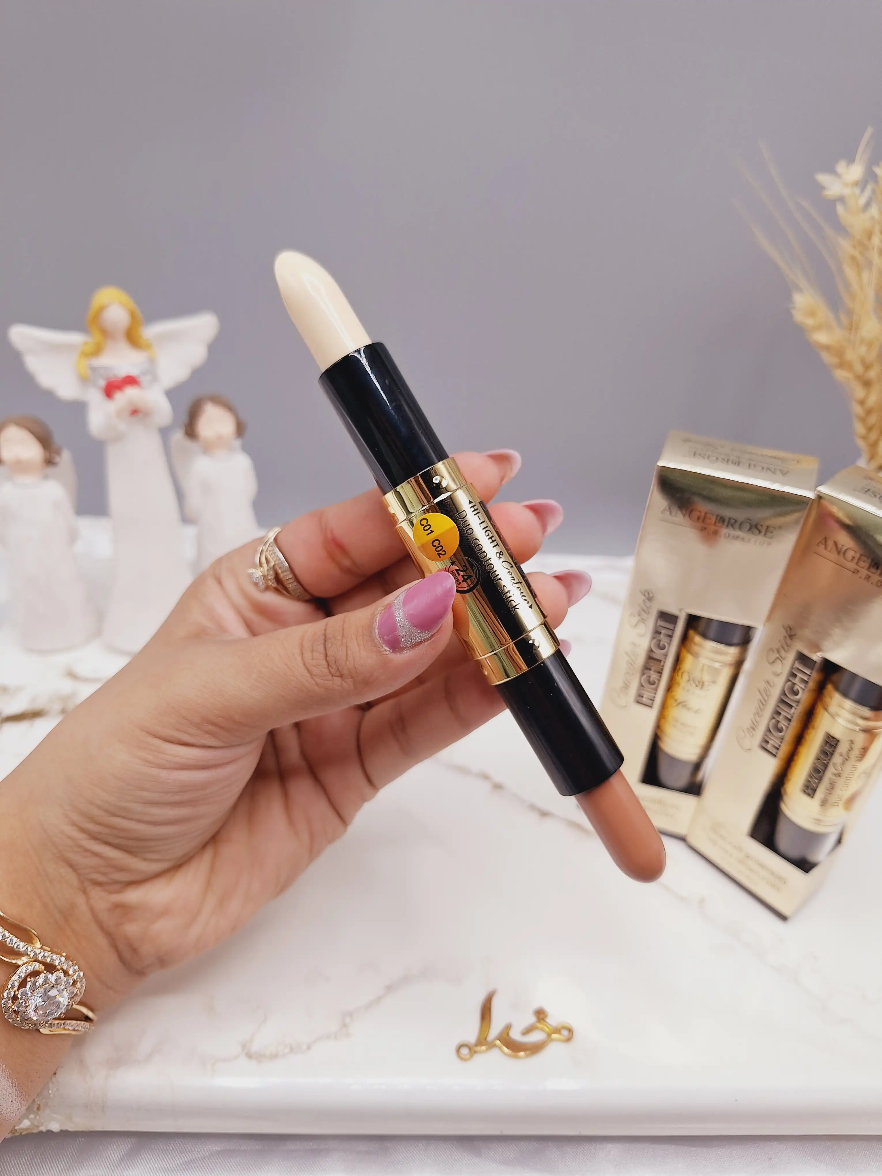 کانتور و کانسیلر استیکی دو طرفه با ماندگاری بالا برند ANGELROSE کد C714B بدون کارتن