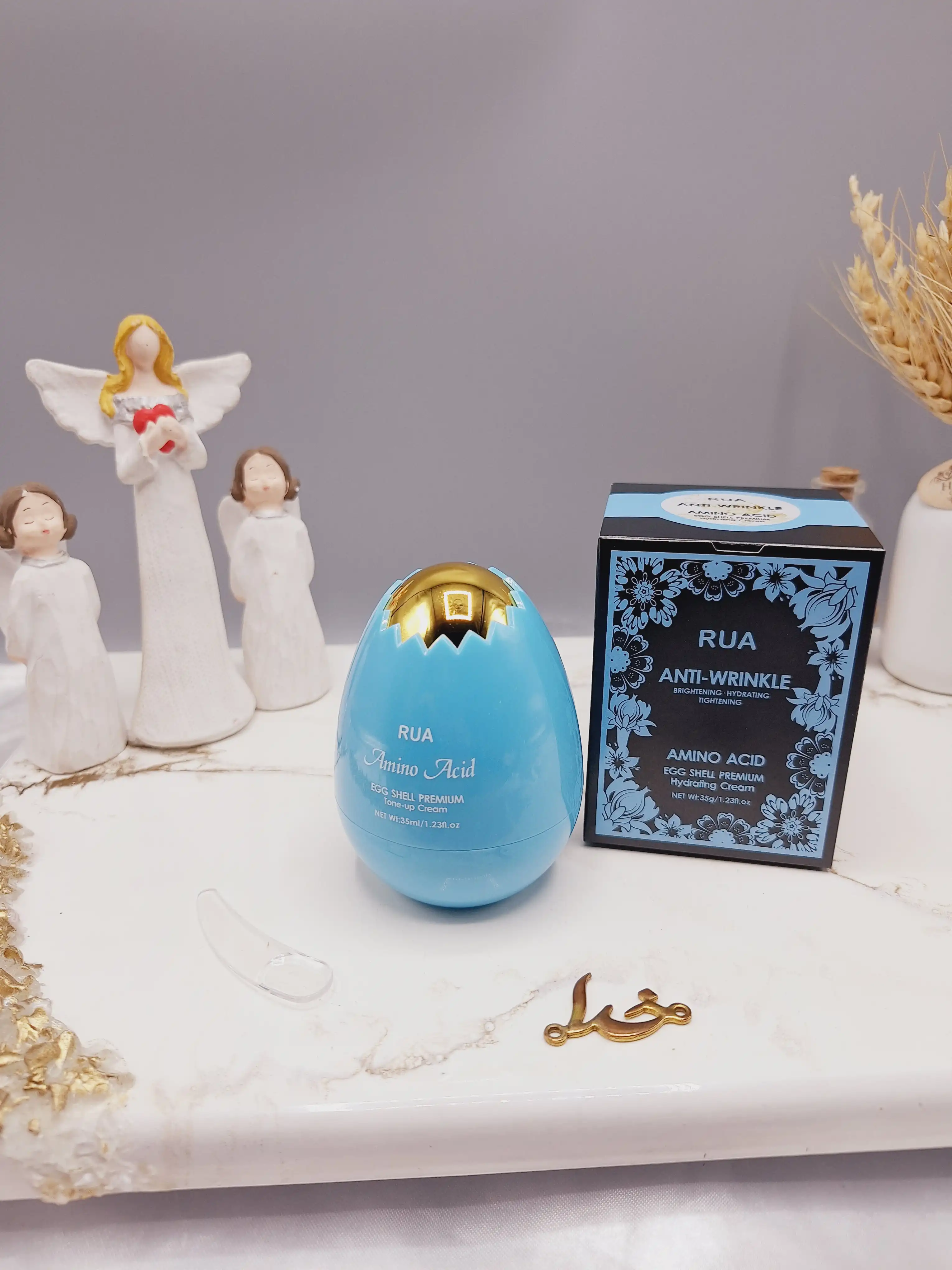 کرم ضد چروک و آبرسان پوست مدل تخم مرغی آبی برند RUA کد 60367