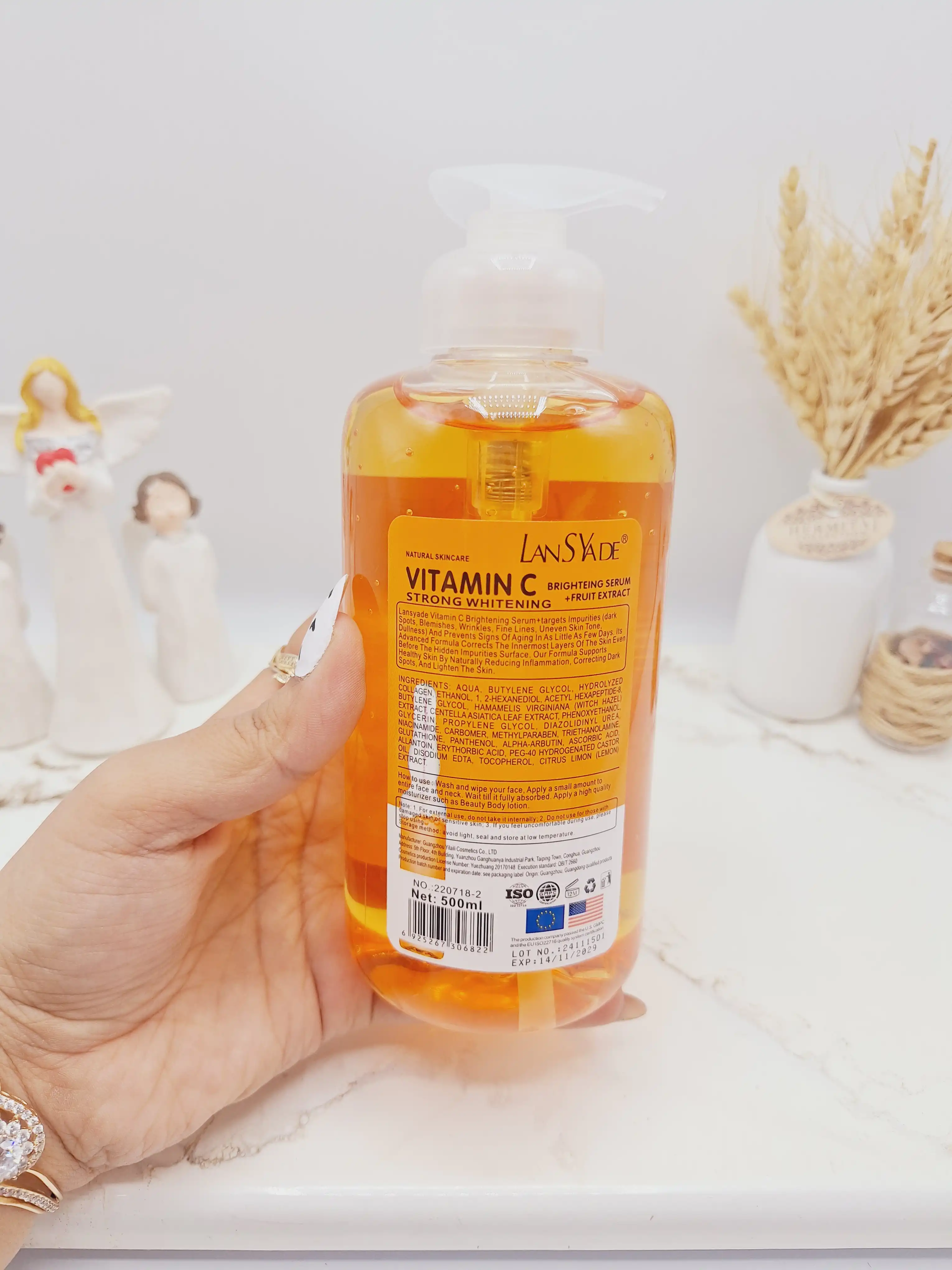 سرم رفع تیرگی و ضد لک قوی تمام بدن  VITAMIN C در 3 روز برند لنسیاد حجم 500 میل کد 6822 ( رنگ نارنجی)