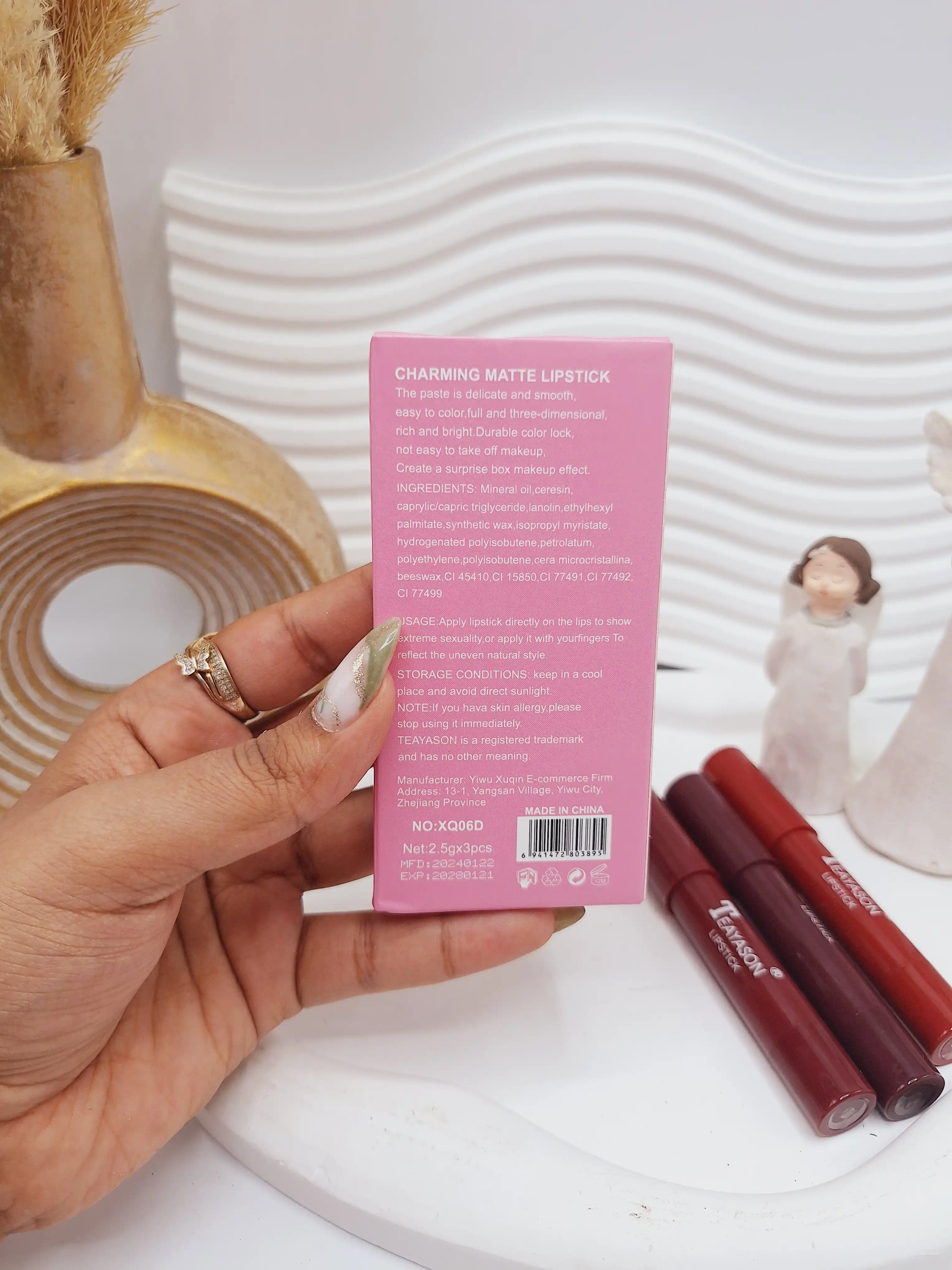 پک 3 تایی رژ لب طرح توت فرنگی TEAYASON‌‏ کد XQ06D