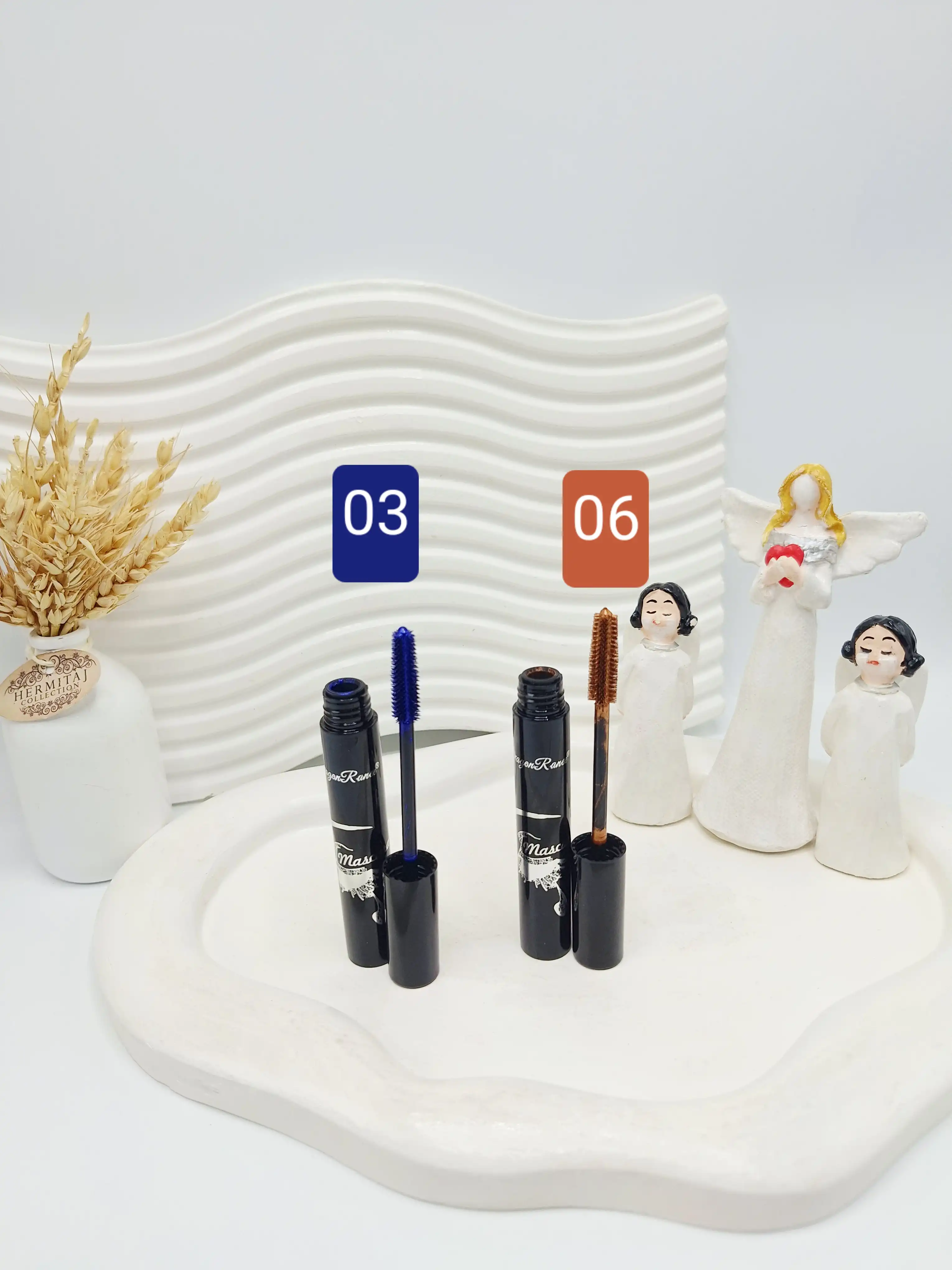 ریمل حجم دهنده در دو رنگ طلایی و آبی برند Mascara کد 6599